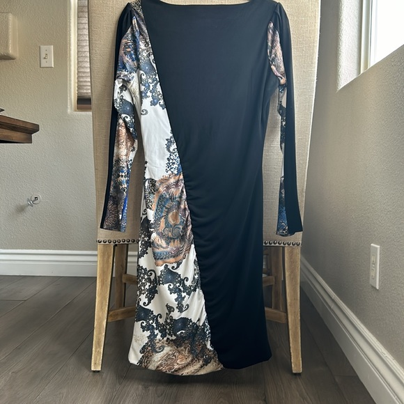 BADGLEY MISCHKA AMERICAN GLAMOUR long sleeved ruched fitted dress. Stunning - Picture 3 of 7